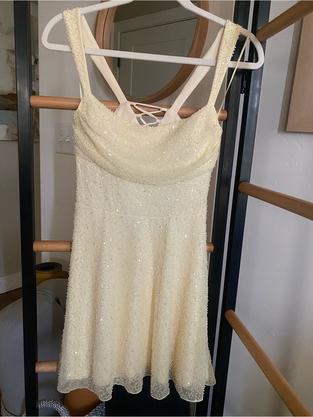 Ivory Beaded Fit-and-Flare Dress